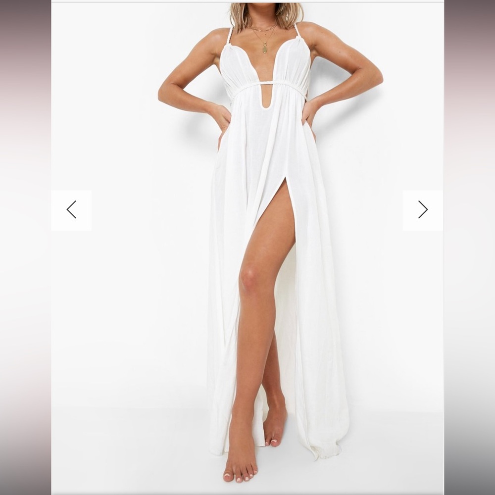 LINEN STRAPPY CUT OUT BEACH DRESS